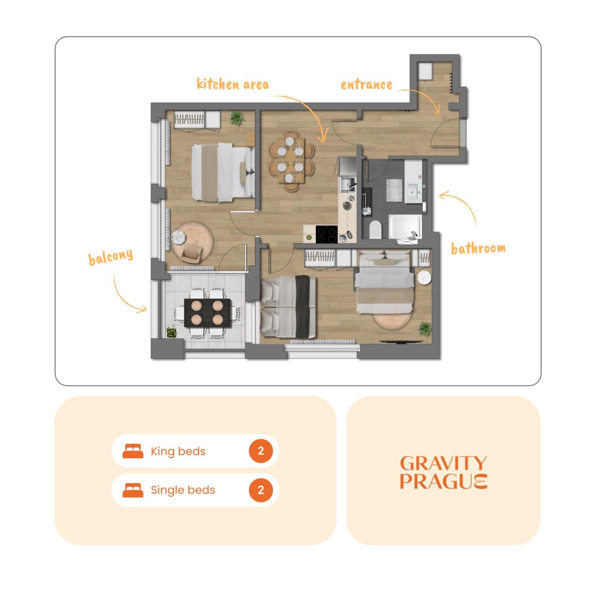 Bright 2Br - 4Th Floor, Balcony, Free Parking By Gravity Prague Appartement Buitenkant foto